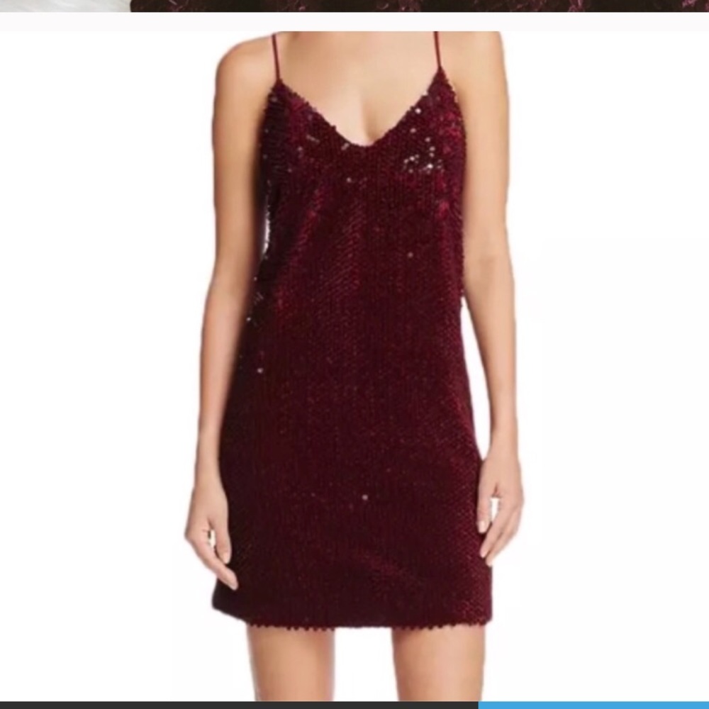 Burgundy Velvet Sequins Dress